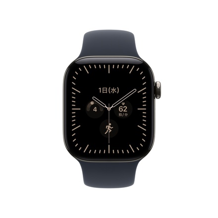 Apple Apple Watch Series 12（GPS + Cellularモデル）- 42mmナチュラルチタニウムケースとネイビーブルースポーツバンド - S/M