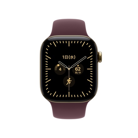 Apple Apple Watch Series 12（GPS + Cellularモデル）- 42mmラディアントゴールドチタニウムケースとバーガンディスポーツバンド - S/M