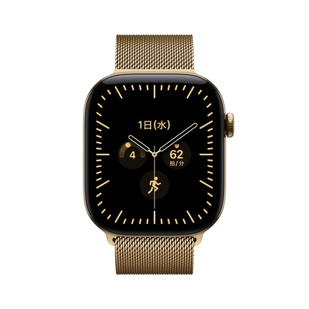 Apple Apple Watch Series 12（GPS + Cellularモデル）- 46mmラディアントゴールドチタニウムケースとラディアントゴールドミラネーゼループ - S/M