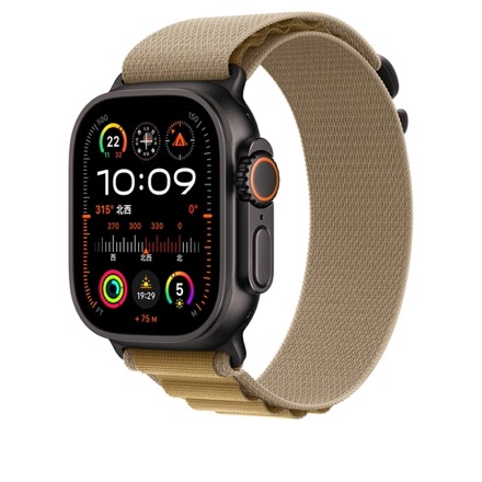 Apple Watchバンド 49mmケース用タンアルパインループ - S - ブラックチタニウムの仕上げ