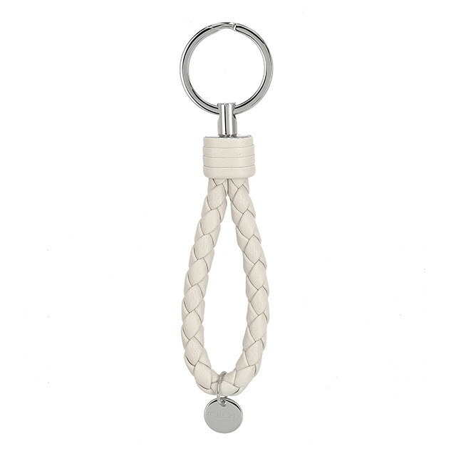 ボッテガ・ヴェネタ キーリング メンズ レディース ブランド BOTTEGA VENETA イントレチャート レザー 113539-V3UN1 ホワイト 高級 おしゃれ プレゼント 実用的