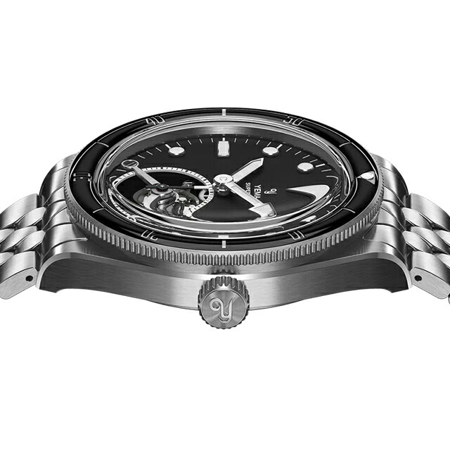 イエマ スーパーマン・トゥールビヨンCMM.31 リミテッドエディション 自動巻き 腕時計 ブランド メンズ チタン 数量限定 オープンハート YEMA 12.25.31.66.TE.MT アナログ ブラック 黒 フランス製 おしゃれ 防水 プレゼント 男性 実用的