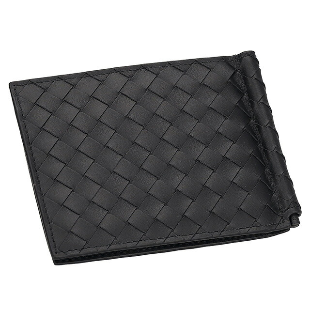 ボッテガ・ヴェネタ 二つ折り財布 メンズ BOTTEGA VENETA イントレチャート レザー 123180 V47W1 8966 ブラック ウォレット ブランド 高級 おしゃれ プレゼント 実用的