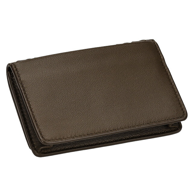 ボッテガ・ヴェネタ 名刺入れ メンズ レディース BOTTEGA VENETA イントレチャート レザー 133945 V3UN1 2017 ブラウン ブランド 高級 おしゃれ プレゼント 実用的