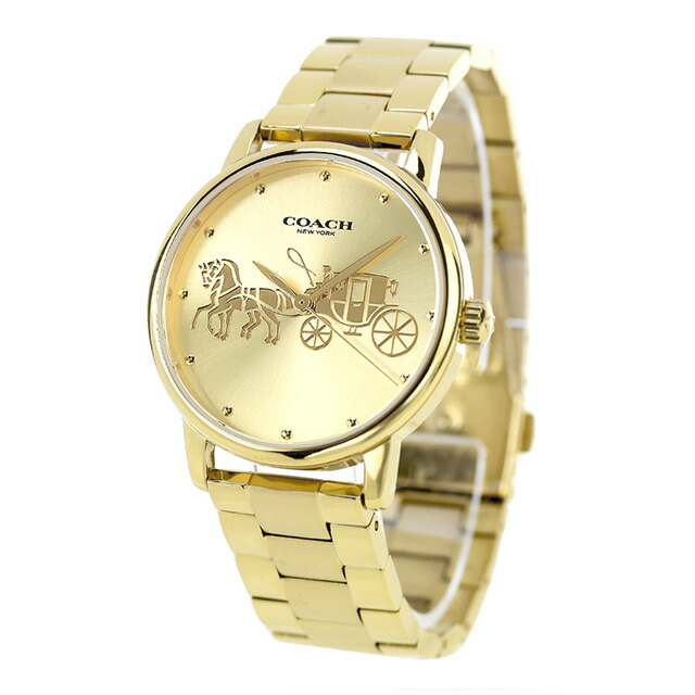 コーチ グランド クォーツ 電池式 腕時計 ブランド レディース COACH 14503075 アナログ ゴールド おしゃれ 防水 軽い 華奢 かわいい プレゼント 女性 実用的