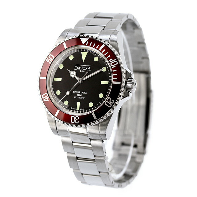 ダボサ テルノス シックスティズ バーガンディ 自動巻き 腕時計 メンズ DAVOSA 161.525.60 アナログ ブラック 黒 スイス製 ブランド おしゃれ 防水 プレゼント 男性 実用的
