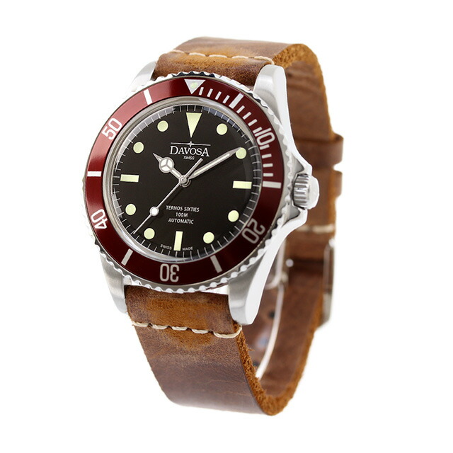 ダボサ テルノス シックスティズ バーガンディ 自動巻き 腕時計 メンズ DAVOSA 161.525.65 アナログ ブラック ブラウン 黒 スイス製 ブランド おしゃれ 防水 プレゼント 男性 実用的