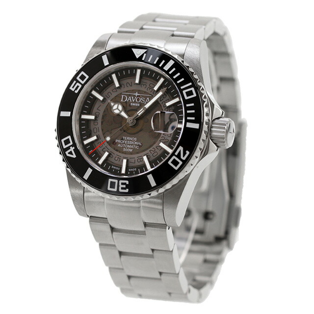 ダボサ テルノス プロフェッショナル ネビュラス スモークブラック 自動巻き 腕時計 メンズ オープンハート DAVOSA 161.535.50 アナログ ブラック 黒 スイス製 ブランド おしゃれ 防水 プレゼント 男性 実用的