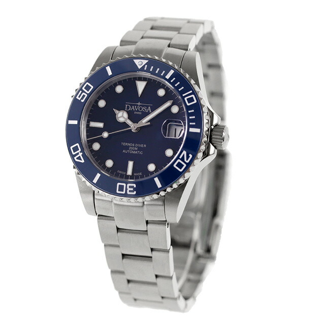 ダボサ テルノス ミディアム 自動巻き 腕時計 メンズ レディース DAVOSA 166.195.40 アナログ ブルー スイス製 ブランド おしゃれ 防水 プレゼント 実用的