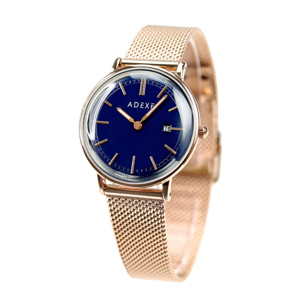 アデクス ADEXE レディース 腕時計 2043A-06-JP20SEP プチ 33mm 時計 ダークブルー ローズゴールド ブランド おしゃれ 防水 かわいい プレゼント 女性 実用的