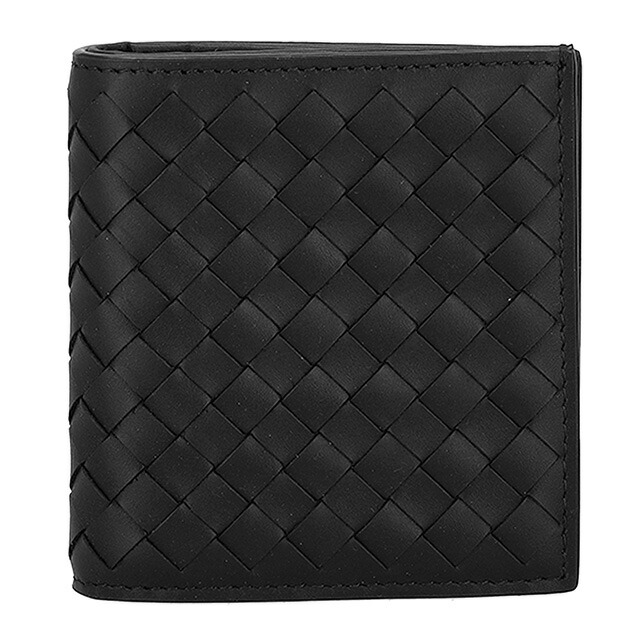 ボッテガ・ヴェネタ 二つ折り財布 メンズ ブランド BOTTEGA VENETA イントレチャート レザー 222338-V47W1 ブラック ウォレット 高級 おしゃれ プレゼント 実用的