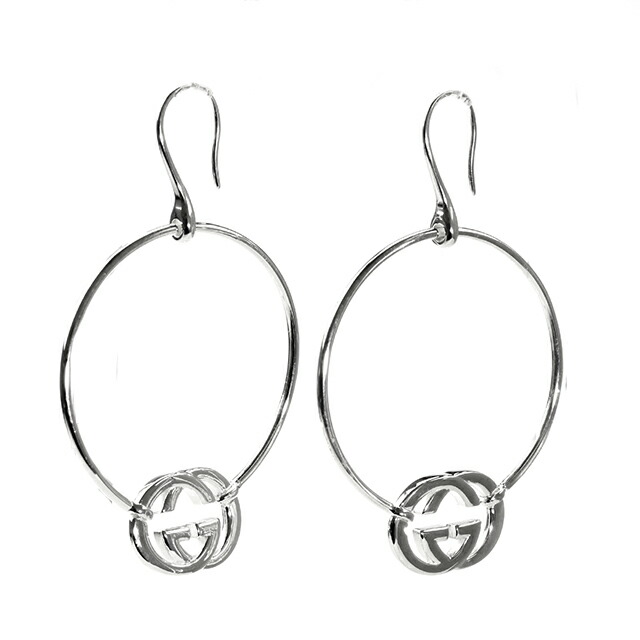グッチ ピアス レディース ブランド GUCCI インターロッキングG スターリングシルバー フック 両耳用 223322 J8400 8106 シルバー アクセサリー