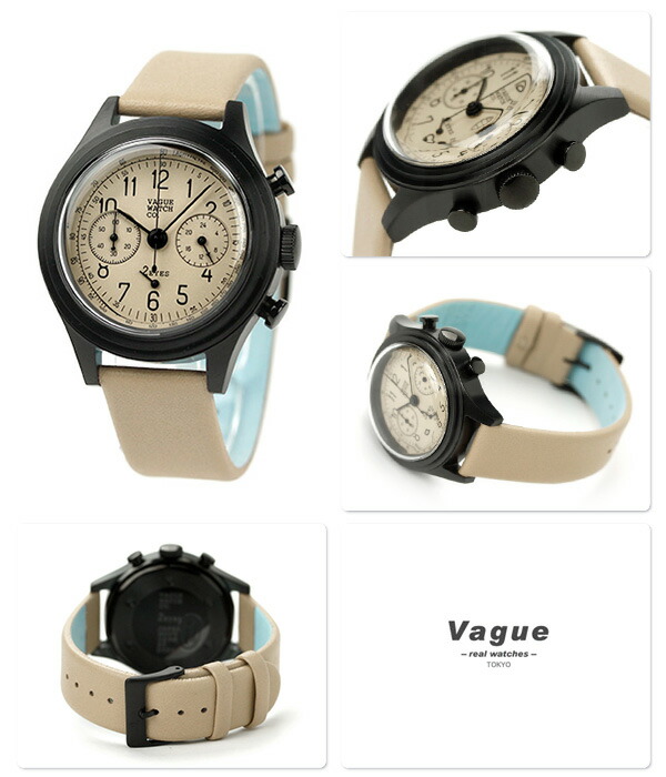 ヴァーグウォッチ ツーアイズ 38mm クロノグラフ 2C-L-001 VAGUE WATCH Co. 腕時計 クオーツ ベージュ レザーベルト 時計 ブランド おしゃれ 防水 プレゼント 男性 実用的