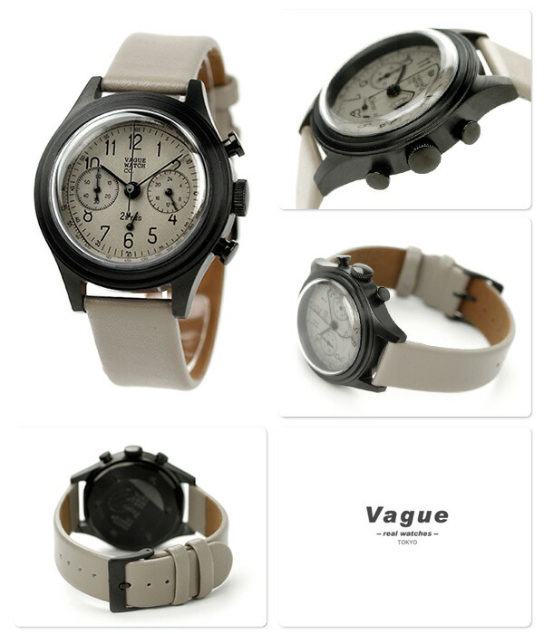 ヴァーグウォッチ ツーアイズ 38mm クロノグラフ 2C-L-002 VAGUE WATCH Co. 腕時計 クオーツ グレー レザーベルト 時計 ブランド おしゃれ 防水 プレゼント 男性 実用的