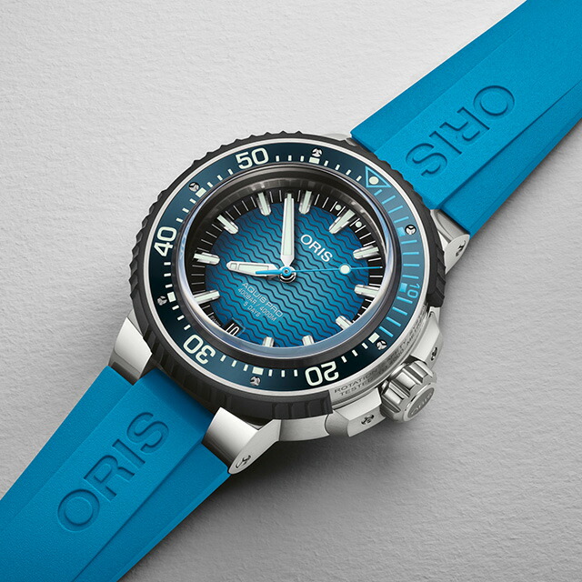オリス アクイス プロ 49.5mm 自動巻き 腕時計 メンズ ダイバーズウォッチ ORIS 01 400 7777 7155-Set アナログ ブルー スイス製 高級 ブランド おしゃれ 防水 プレゼント 男性 実用的