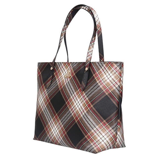 ヴィヴィアン ウエストウッド トートバッグ レディース ブランド Vivienne Westwood ダービー ロゴ 4205007DW D101 TARTAN BROWN BLACK バッグ ビビアン 軽量 手提げ 高級 おしゃれ プレゼント 女性 実用的 かわいい