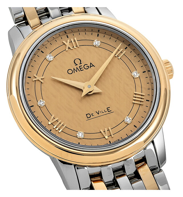 オメガ デ・ヴィル プレステージ 27.4mm クオーツ 腕時計 レディース ダイヤモンド OMEGA 424.20.27.60.58.004 アナログ イエロー イエローゴールド スイス製 高級 ブランド おしゃれ 防水 軽い 華奢 プレゼント 女性 実用的