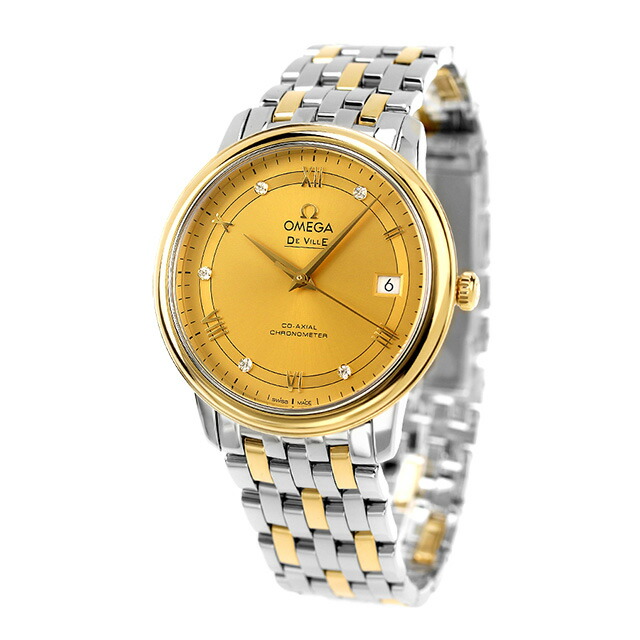 オメガ デビル プレステージ 37mm 自動巻き K18 腕時計 メンズ ダイヤモンド OMEGA 424.20.37.20.58.002 アナログ イエロー ゴールド スイス製 高級 ブランド おしゃれ 防水 プレゼント 男性 実用的