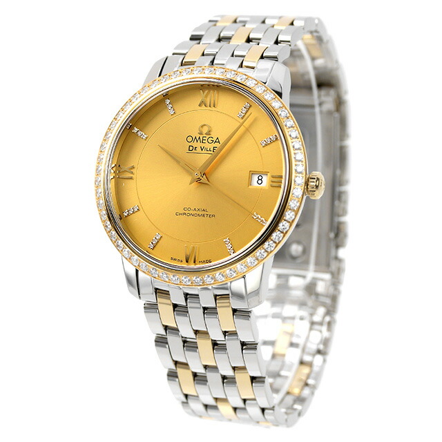 オメガ デビル プレステージ 37mm 自動巻き K18 腕時計 メンズ ダイヤモンド OMEGA 424.25.37.20.58.001 アナログ イエローゴールド スイス製 高級 ブランド おしゃれ 防水 プレゼント 男性 実用的