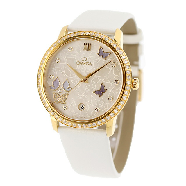 オメガ デ・ヴィル プレステージ バタフライ 36.8mm 自動巻き 腕時計 レディース ダイヤモンド OMEGA 424.57.37.20.55.001 アナログ ホワイトシェル ホワイト 白 スイス製 高級 ブランド おしゃれ 防水 軽い 華奢 プレゼント 女性 実用的