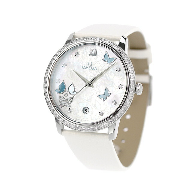 オメガ デビル プレステージ コーアクシャル クロノメーター バタフライ 36.8mm 自動巻き K18 腕時計 レディース 蝶 ダイヤモンド OMEGA 424.57.37.20.55.002 アナログ ホワイト 白 スイス製 高級 ブランド おしゃれ 防水 軽い 華奢 プレゼント 女性 実用的