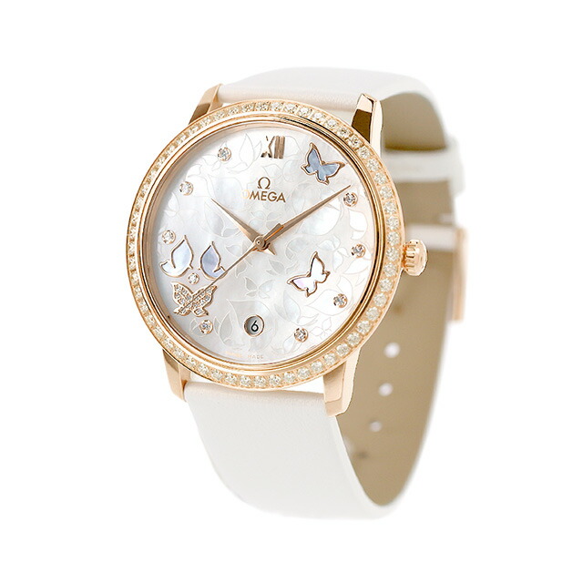 オメガ デビル プレステージ コーアクシャル クロノメーター バタフライ 36.8mm 自動巻き K18 腕時計 レディース 蝶 ダイヤモンド OMEGA 424.57.37.20.55.003 アナログ ホワイト 白 スイス製 高級 ブランド おしゃれ 防水 軽い 華奢 プレゼント 女性 実用的