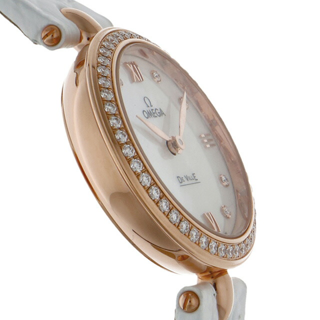 オメガ デ・ヴィル プレステージ デュードロップ 27mm クォーツ 電池式 腕時計 レディース ダイヤモンド OMEGA 424.58.27.60.55.002 アナログ ホワイトシェル ホワイト 白 スイス製 高級 ブランド おしゃれ 防水 軽い 華奢 プレゼント 女性 実用的