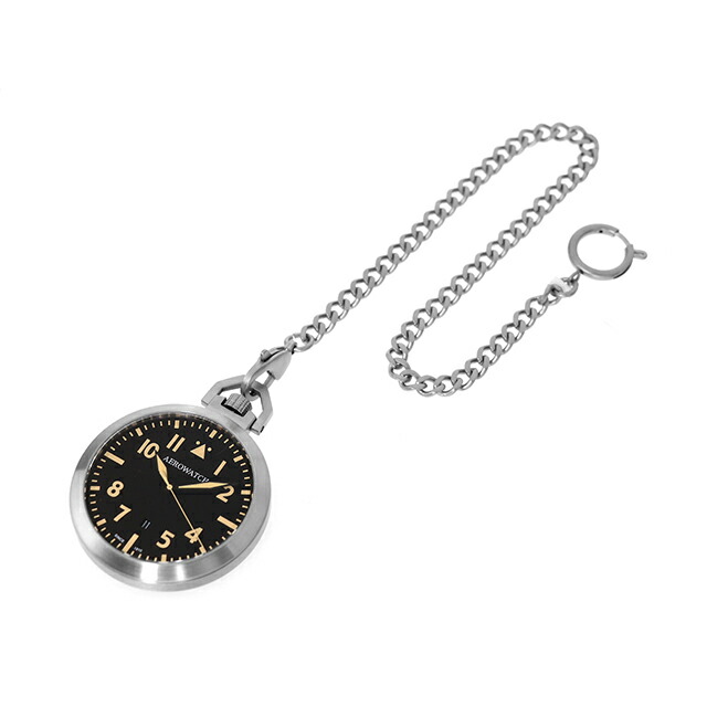 アエロウォッチ クォーツ 電池式 懐中時計 ブランド メンズ レディース AEROWATCH 42829-AA06 アナログ ブラック 黒 スイス製