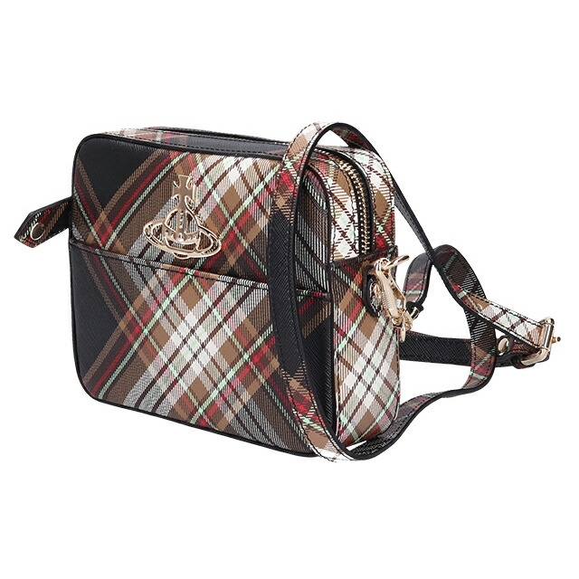 ヴィヴィアン ウエストウッド ショルダーバッグ レディース ブランド Vivienne Westwood ダービー クロスボディ 4304006YU D101 TARTAN BROWN BLACK バッグ ビビアン 斜めがけ 高級 おしゃれ プレゼント 女性 実用的 かわいい