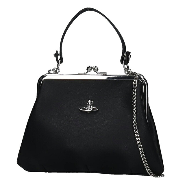 ヴィヴィアン ウエストウッド ハンドバッグ レディース ブランド Vivienne Westwood がま口 2WAY 4B010007W BLACK ビビアン 軽量 小さめ 手提げ 高級 おしゃれ プレゼント 女性 実用的 かわいい