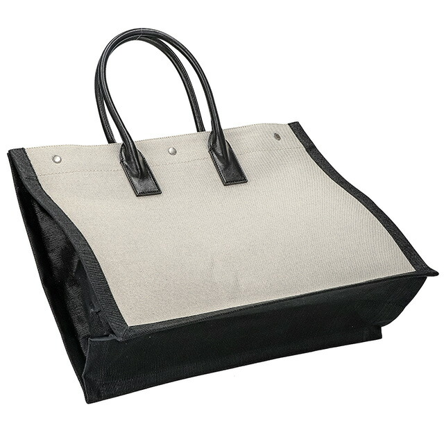 イヴ・サンローラン トートバッグ メンズ レディース Yves Saint Laurent 509415-FAAVU ホワイト／ブラック 軽量 手提げ ブランド 高級 おしゃれ プレゼント 男性 実用的 かっこいい
