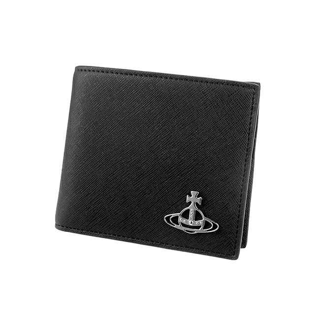 ヴィヴィアン ウエストウッド 二つ折り財布 二折財布 コンパクト メンズ ブランド Vivienne Westwood ロゴ 5115002PM S0021 N401 BLACK ビビアン ウォレット 高級 おしゃれ プレゼント 実用的