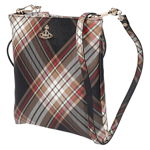 ヴィヴィアン ウエストウッド ショルダーバッグ レディース ブランド Vivienne Westwood ダービー クロスボディ 51160005U D101 TARTAN BROWN BLACK バッグ ビビアン 斜めがけ 高級 おしゃれ プレゼント 女性 実用的 かわいい