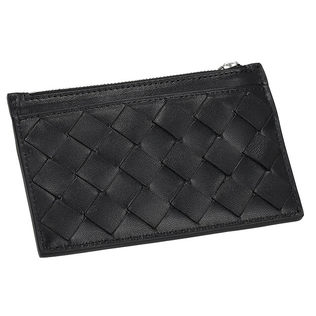 ボッテガ・ヴェネタ コインケース メンズ レディース BOTTEGA VENETA イントレチャート レザー 608784 V48C3 8803 ブラック 小銭入れ 小さい ブランド 高級 おしゃれ プレゼント 実用的