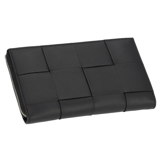 ボッテガ・ヴェネタ 長財布 メンズ BOTTEGA VENETA マキシイントレチャート レザー 651368 V3UO1 8803 ブラック ウォレット ブランド 高級 おしゃれ プレゼント 実用的