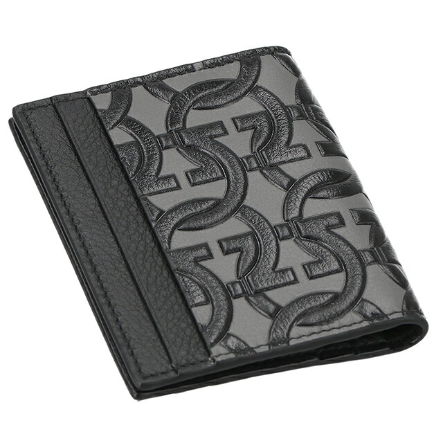 フェラガモ カードケース メンズ ブランド Ferragamo ITALY 661080 EM/NE ブラック/グレー