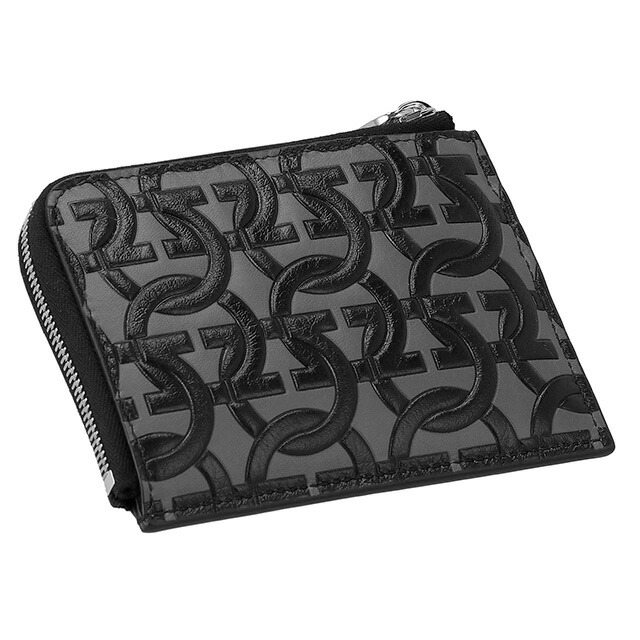 フェラガモ カードケース メンズ Ferragamo 661081CALF EM NE 753 689 グレー ブラック 定期入れ ブランド 高級 おしゃれ プレゼント 実用的