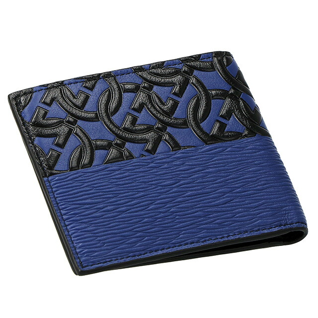 フェラガモ 二つ折り財布 メンズ ブランド Ferragamo 661083 ブルー／ブラック ウォレット 高級 おしゃれ プレゼント 実用的