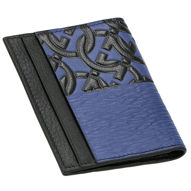 フェラガモ カードケース メンズ ブランド Ferragamo 661086 ブルー／ブラック 定期入れ 高級 おしゃれ プレゼント 実用的