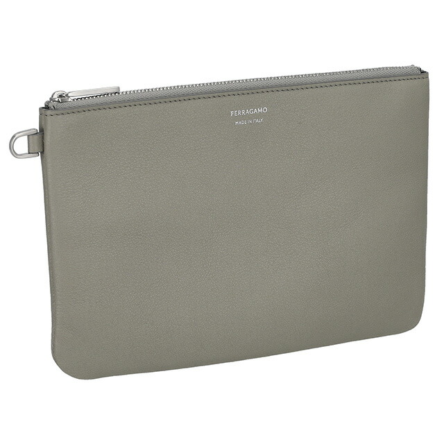 フェラガモ ポーチ メンズ レディース Ferragamo 661466CALF NE AG 776 211 グレー／ブラック 持ち歩き 小さい 小物入れ ブランド 高級 おしゃれ プレゼント 男性 実用的 かっこいい