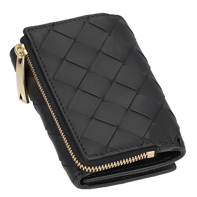 ボッテガ・ヴェネタ 三つ折り財布 メンズ レディース ブランド BOTTEGA VENETA 690568-V3UH2 ブラック ウォレット 高級 おしゃれ プレゼント 実用的