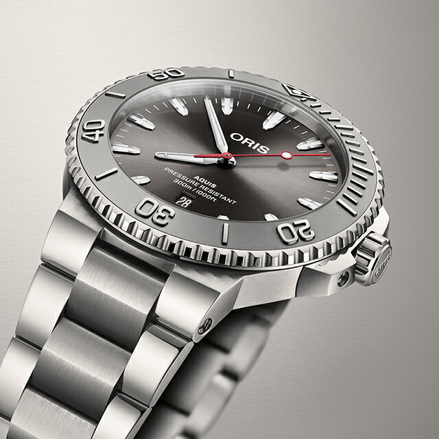 オリス アクイスデイト レリーフ 43.5mm 自動巻き 腕時計 ブランド メンズ ORIS 01 733 7789 4153-07 8 23 04PEB アナログ グレー スイス製 高級 おしゃれ 防水 プレゼント 男性 実用的