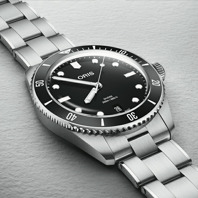 オリス ダイバーズ デイト 39mm 自動巻き 腕時計 メンズ 替えベルト ORIS 01 733 7795 4054-Set アナログ ブラック 黒 スイス製 高級 ブランド おしゃれ 防水 プレゼント 男性 実用的