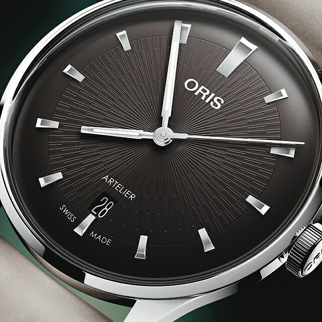 オリス アートリエ デイト 38mm 自動巻き 腕時計 ブランド メンズ ORIS 01 733 7810 4054-07 6 20 18FC アナログ ダークブラウン ブラウン スイス製 高級 おしゃれ 防水 プレゼント 男性 実用的