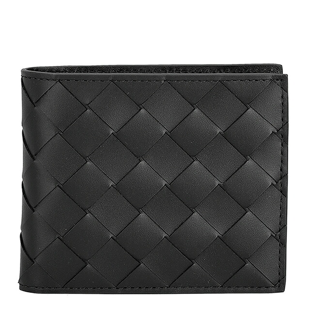 ボッテガ・ヴェネタ 二つ折り財布 二折財布 メンズ ブランド BOTTEGA VENETA 749412-V3US1 8803 ブラック/シルバー ウォレット 高級 おしゃれ プレゼント 実用的