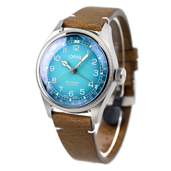 オリス ビッグクラウン チェルボボランテ 38mm 自動巻き メンズ 腕時計 01 754 7779 4065-Set 07 5 19 13 ORIS ブルー オークブラウン 高級 ブランド おしゃれ 防水 プレゼント 男性 実用的