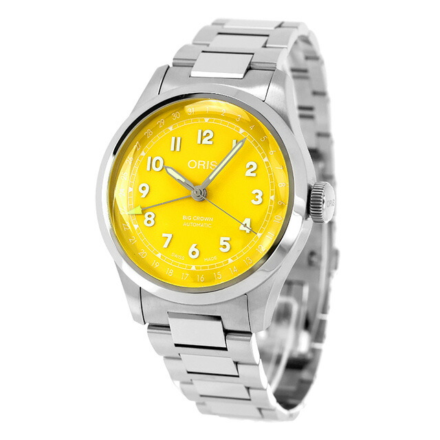 オリス ビッククラウン ポインターデイト 40mm 自動巻き 腕時計 ブランド メンズ ORIS 01 754 7798 4069-07 8 20 06 アナログ イエロー スイス製 高級 おしゃれ 防水 プレゼント 男性 実用的
