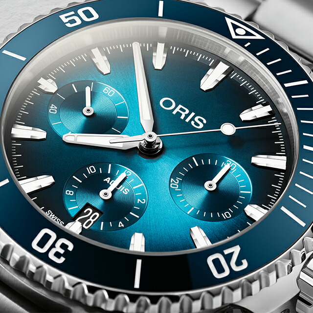 オリス アクイス クロノグラフ 43.5mm 自動巻き 腕時計 メンズ クロノグラフ ORIS 01 771 7793 4155-07 8 23 01PEB アナログ ブルーグラデーション スイス製 高級 ブランド おしゃれ 防水 プレゼント 男性 実用的