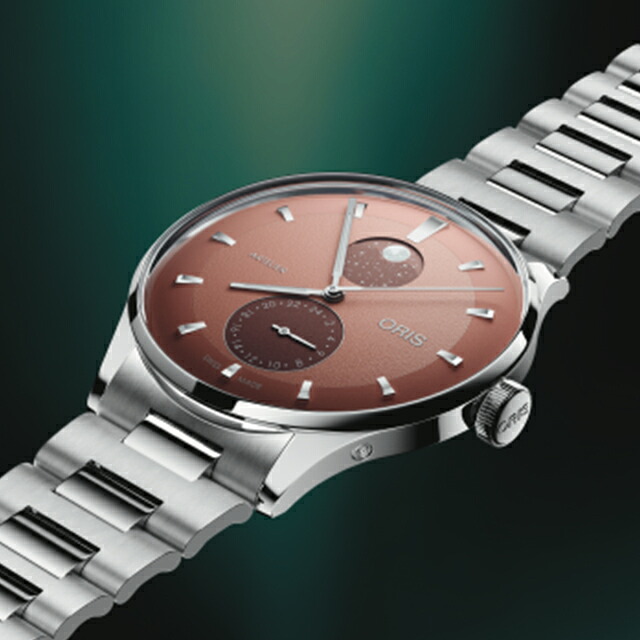 オリス アートリエ コンプリケーション 39.5mm 自動巻き 腕時計 ブランド メンズ ムーンフェイズ ORIS 01 782 7811 4056-07 8 20 20 アナログ ブラウン スイス製 高級 おしゃれ 防水 プレゼント 男性 実用的