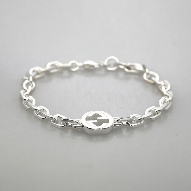 グッチ ブレスレット メンズ ブランド GUCCI インターロッキング チェーン 796351-J8400-8106-16 シルバー アクセサリー